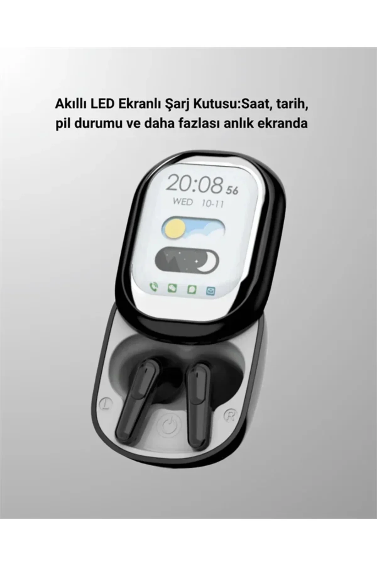 Akıllı Ekranlı Bluetooth 5.4 Kablosuz Kulaklık – Dokunmatik ve Şarj Kutulu Akıllı Ekranlı Bluetooth 5.4 Kablosuz Kulaklık – Dokunmatik ve Şarj Kutulu