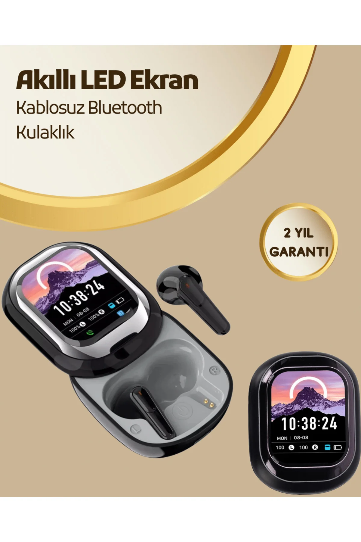 Akıllı Ekranlı Bluetooth 5.4 Kablosuz Kulaklık – Dokunmatik ve Şa