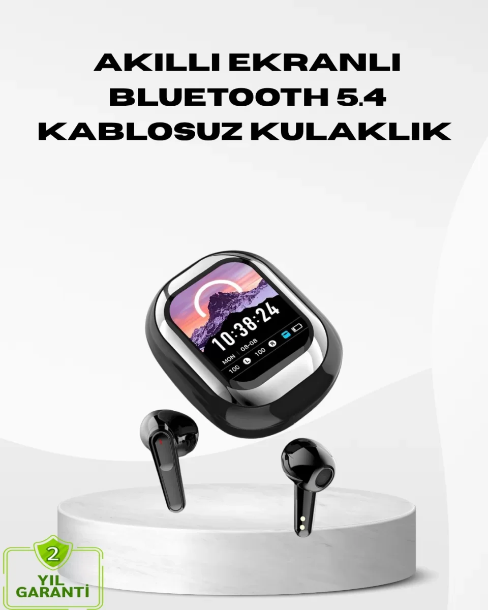 Akıllı Ekranlı Kablosuz Kulaklık – Gürültü Engelleme ve HD Ses De