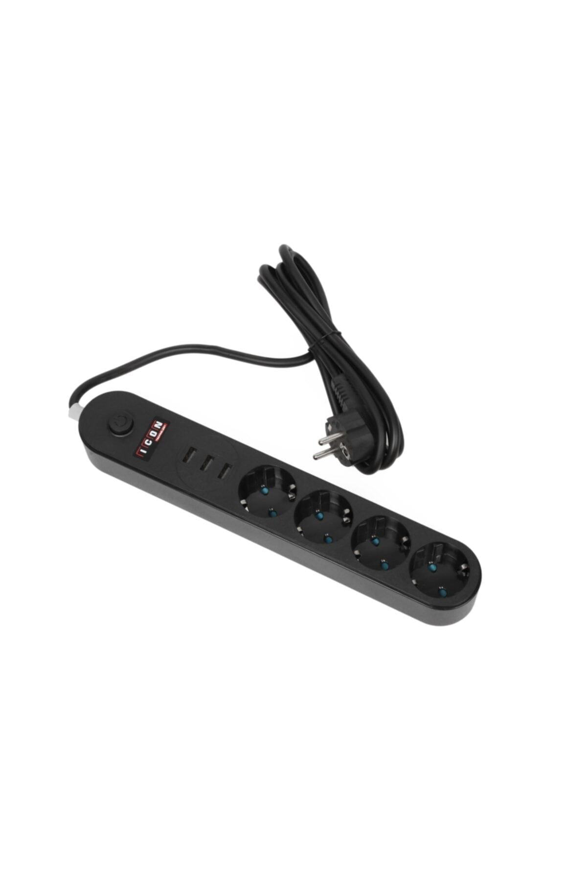 Akıllı Evinizin Vazgeçilmezi SiyahAç Kapa Tuşlu 4 Fiş 3 USB Portl