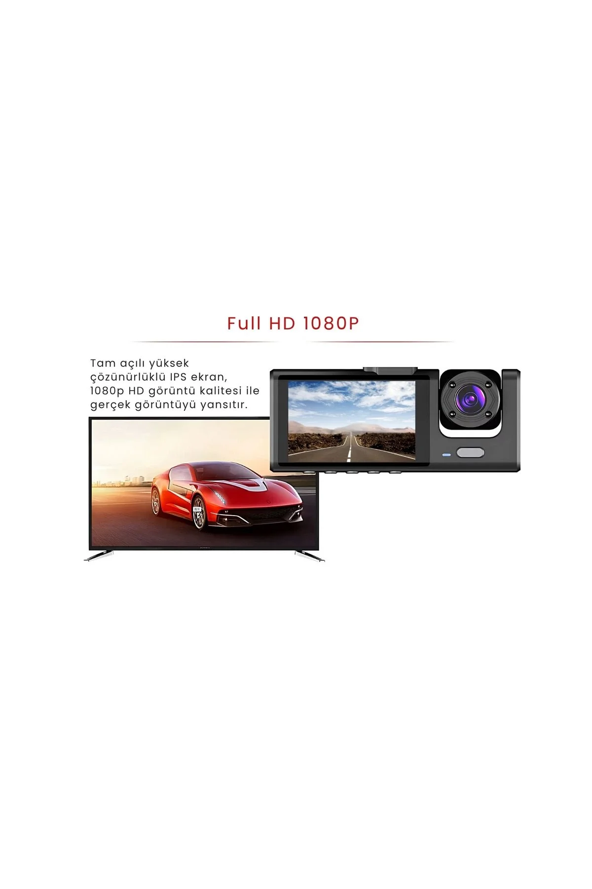 Akıllı Full HD 3 Kameralı Araç İçi Güvenlik Kamerası Ön-Arka-İç Kayıt, Park Modu Fiyatı, Yorumları ve Özellikleri
