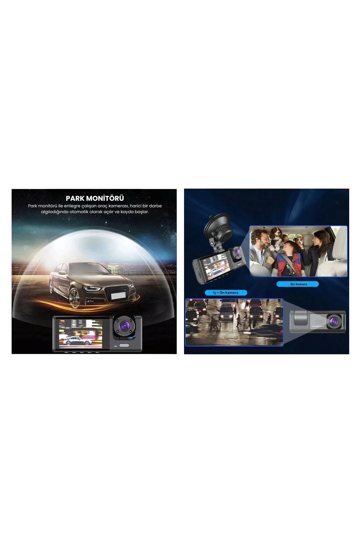 Akıllı Full HD 3 Kameralı Araç İçi Güvenlik Kamerası Ön-Arka-İç K Akıllı Full HD 3 Kameralı Araç İçi Güvenlik Kamerası Ön-Arka-İç K