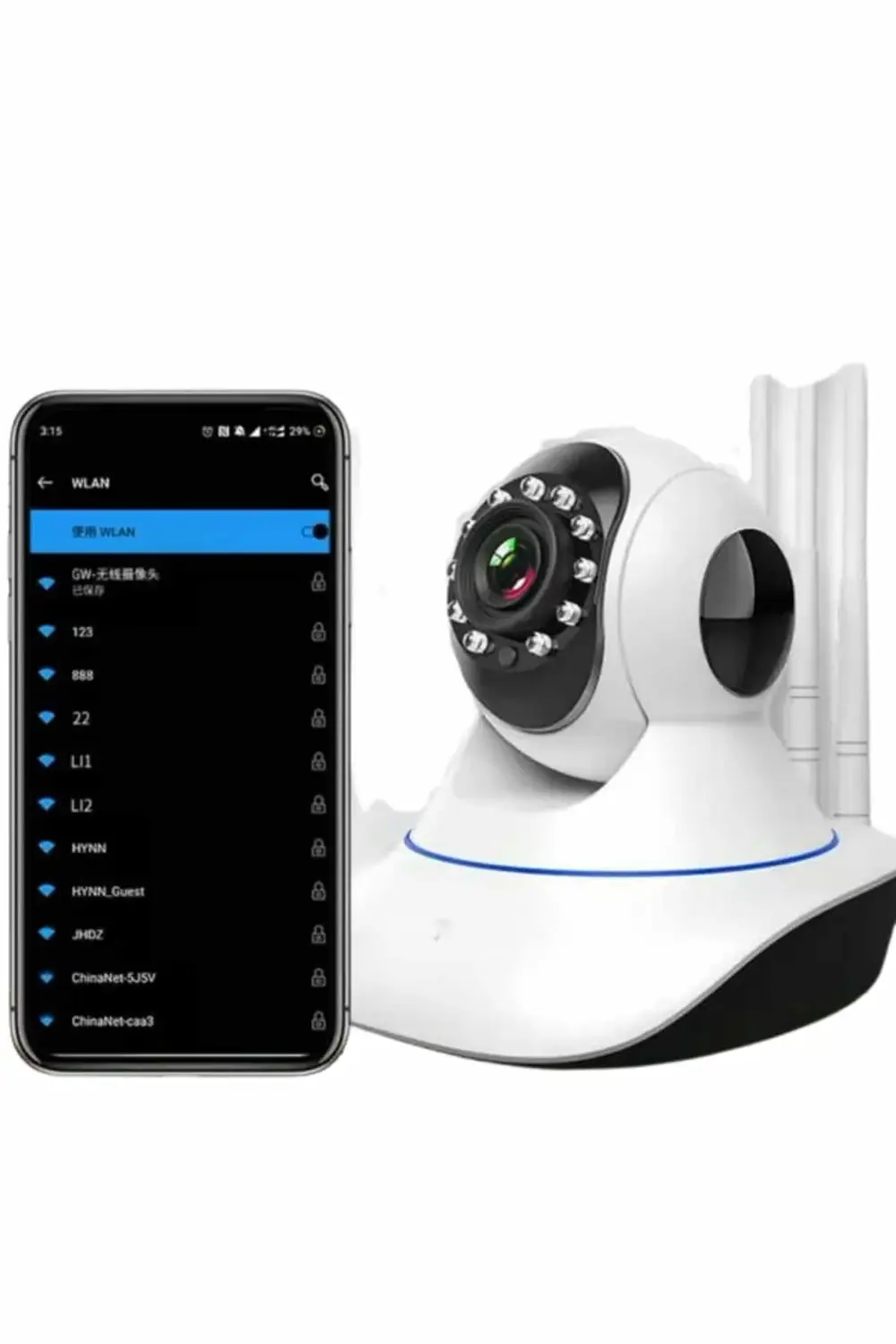 Akıllı Gece Görüşlü Sensörlü Wifi Kamera Telefondan Takip Edilebi