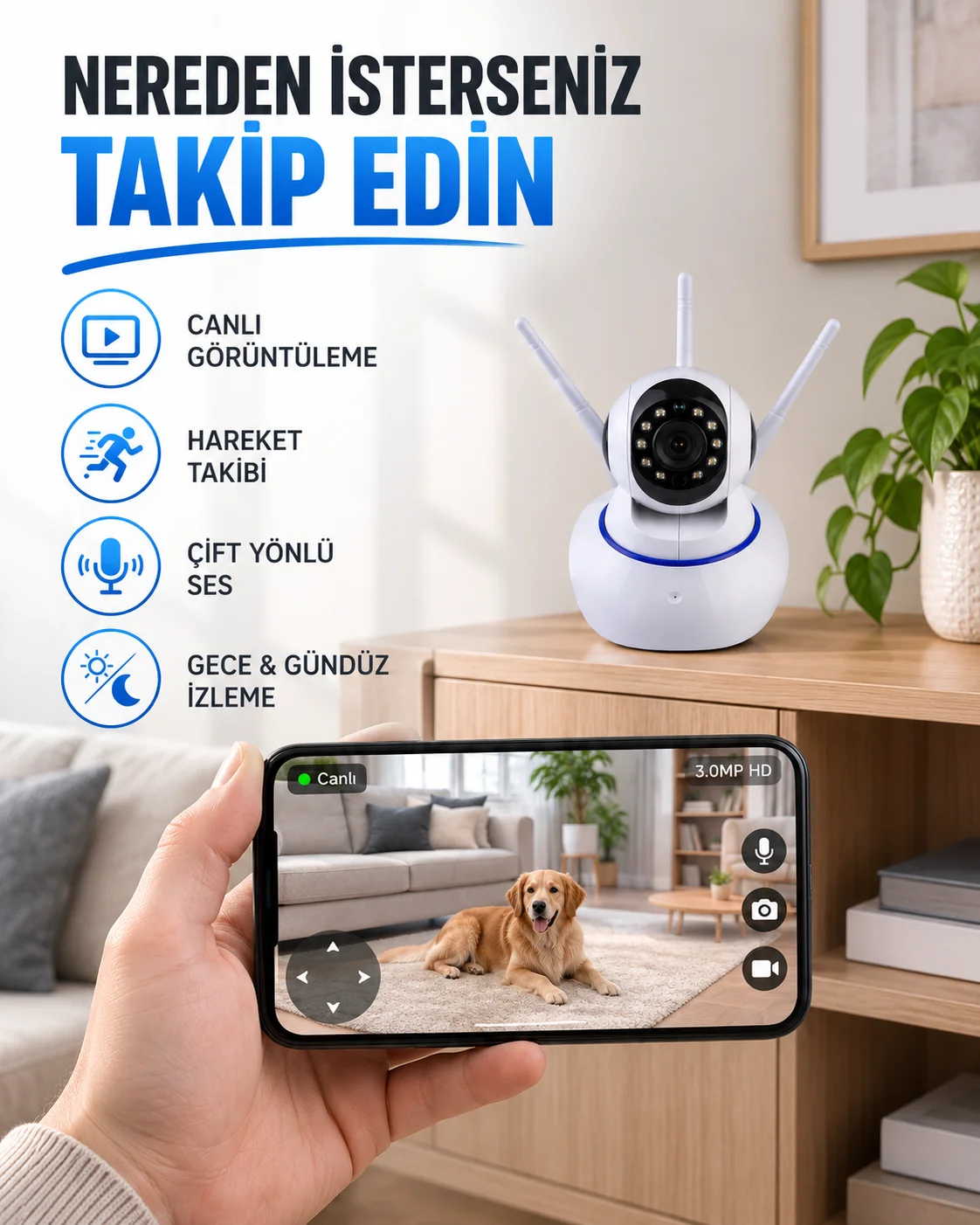 Akıllı IP Güvenlik Kamerası – 1080P HD, Gece Görüşlü, Hareket Algılamalı Yeni Nesil Fiyatı, Yorumları ve Özellikleri