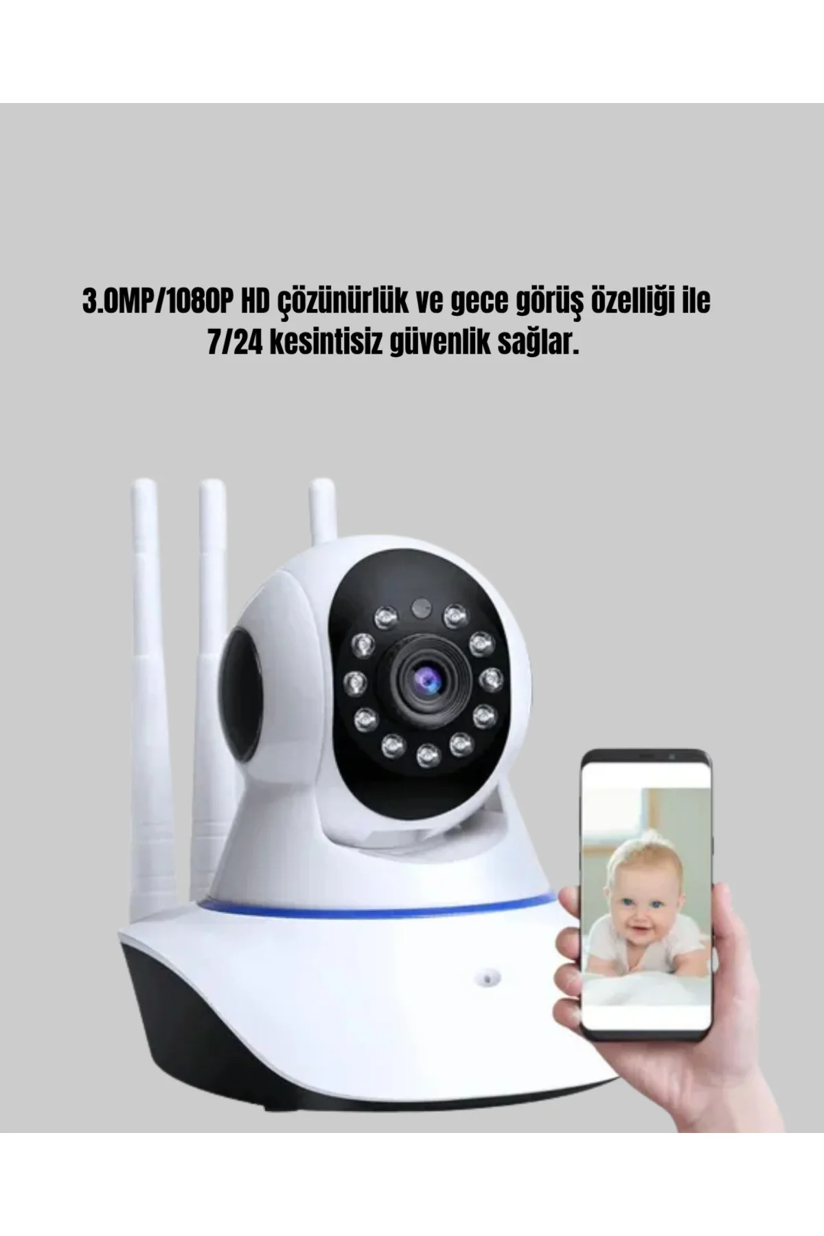 Akıllı IP Güvenlik Kamerası – 1080P HD, Gece Görüşlü, Hareket Algılamalı