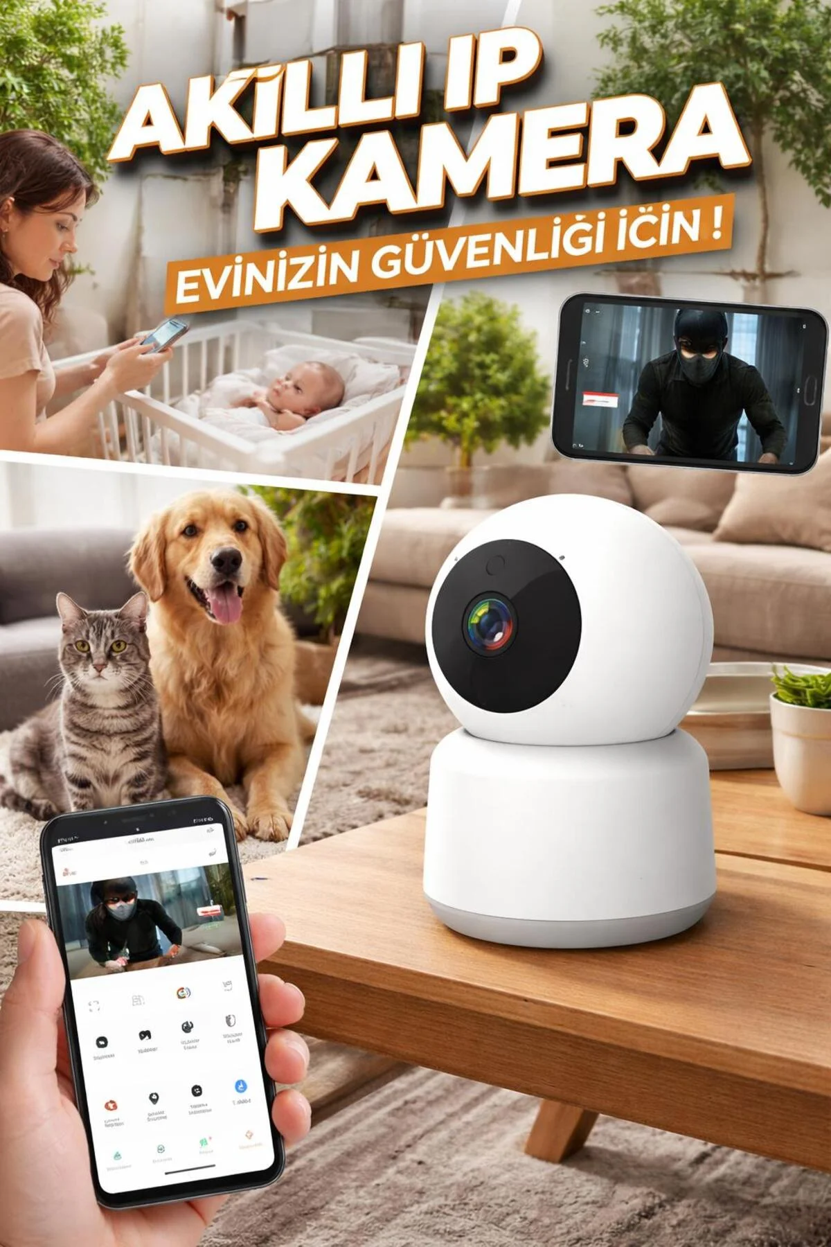 Akıllı IP Kamera 3MP 360° Wi-Fi Gece Görüşlü Hareket Algılama | CT-4050 Akıllı IP Kamera 3MP 360° Wi-Fi Gece Görüşlü Hareket Algılama | CT-4050 - Görsel 2