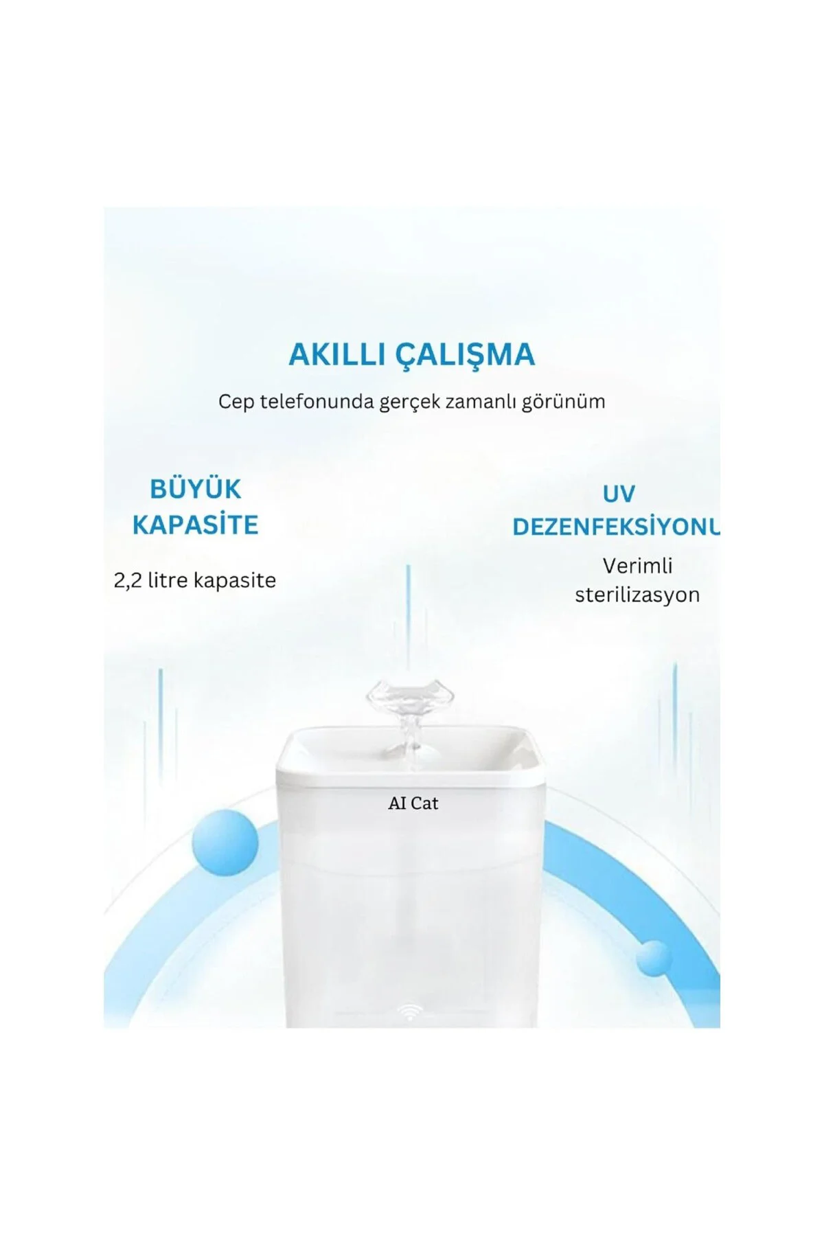Akıllı Kedi Köpek Su Şelalesi Su Pınarı Su Sebili - Wifi Destekli
