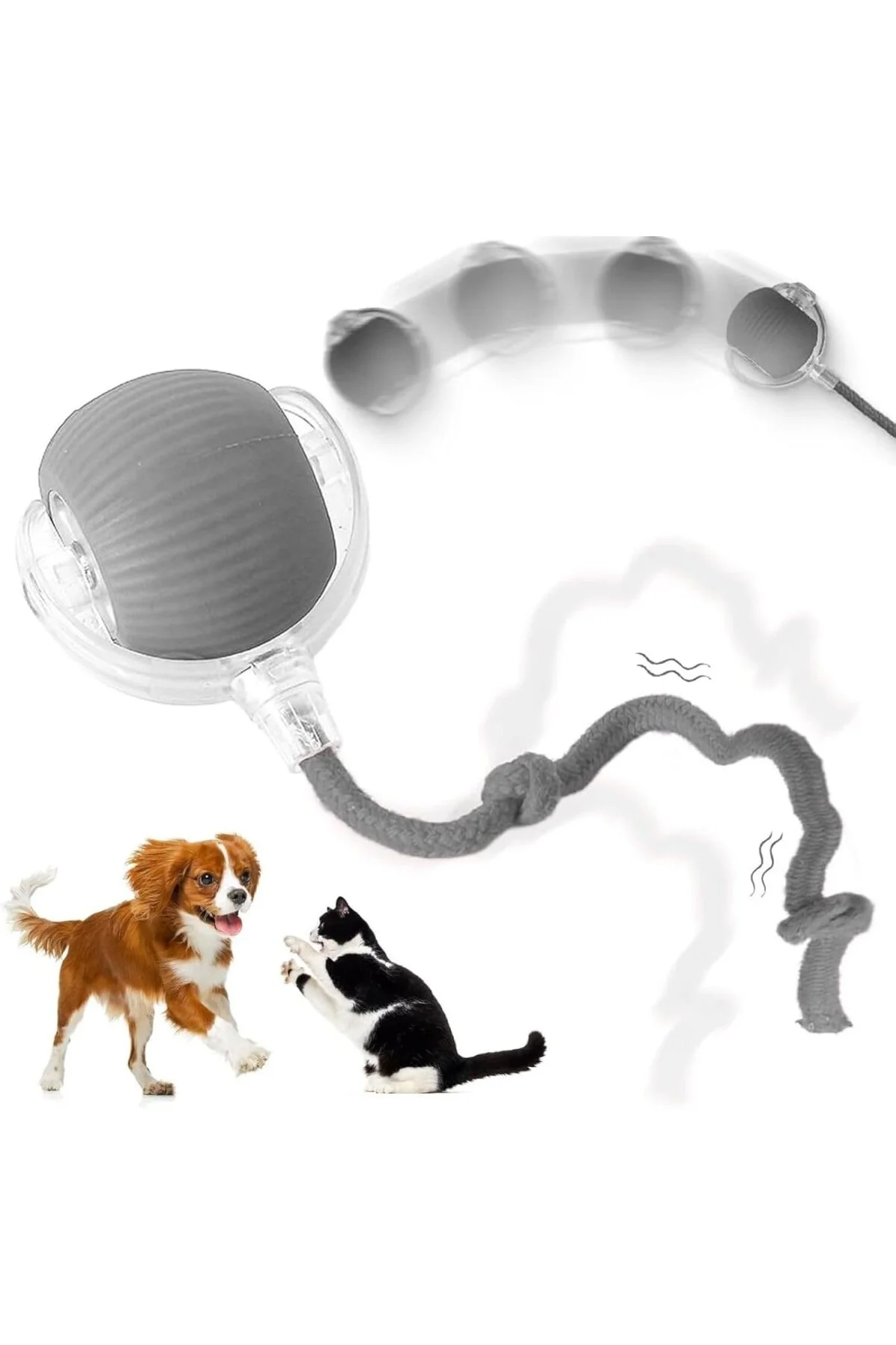 Akıllı Kedi Oyuncağı, Otomatik Yuvarlanan İnteraktif Top, Hareketli Kuyruk, USB Şarj