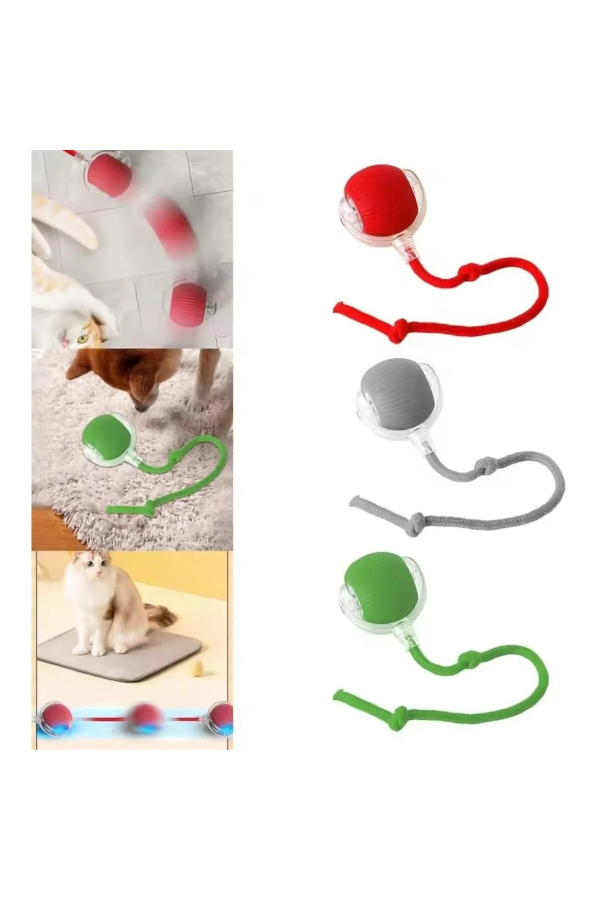 Akıllı Kedi Oyuncağı, Otomatik Yuvarlanan İnteraktif Top, Hareketli Kuyruk, USB Şarj