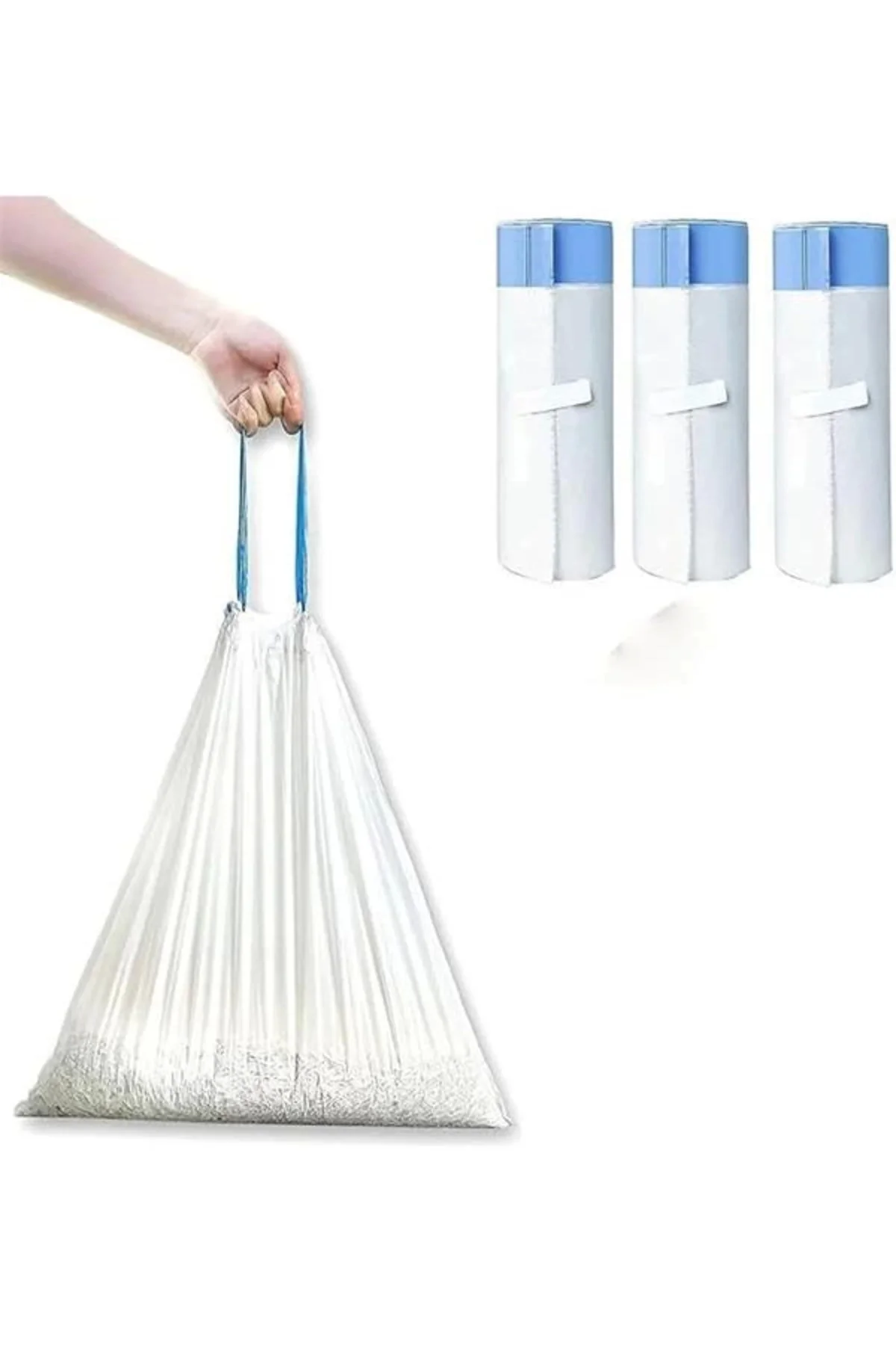 Akıllı Kedi Tuvaleti Büzgülü Çöp Poşeti 3lü Seti (3 X 15 Adet, 46