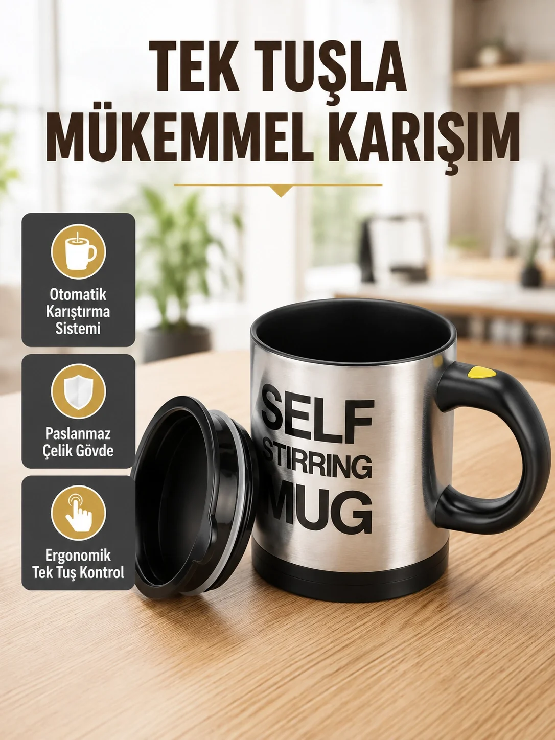 Akıllı Kendi Kendini Karıştıran Termal Kupa – Paslanmaz Çelik Fiyatı, Yorumları ve Özellikleri