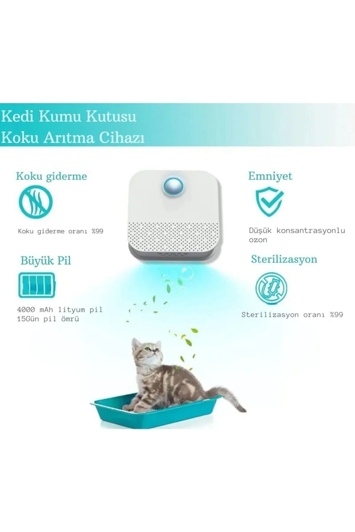 Akıllı Koku Giderici Kedi Tuvaleti Sterilizasyon Hava Temizleyici