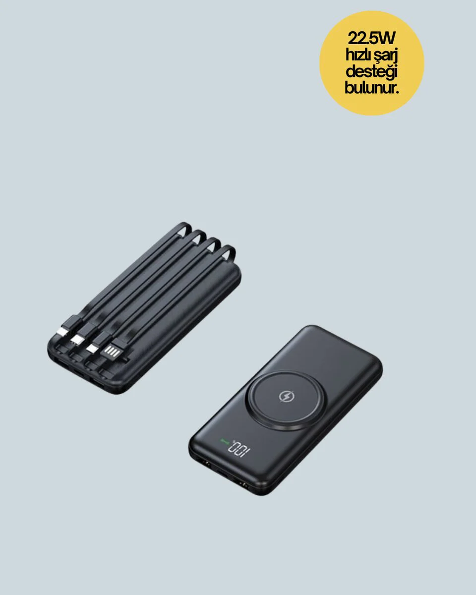 Akıllı Koruma Sistemli Güvenli Powerbank – Hızlı Şarj ve Kablosuz Yüklemeli