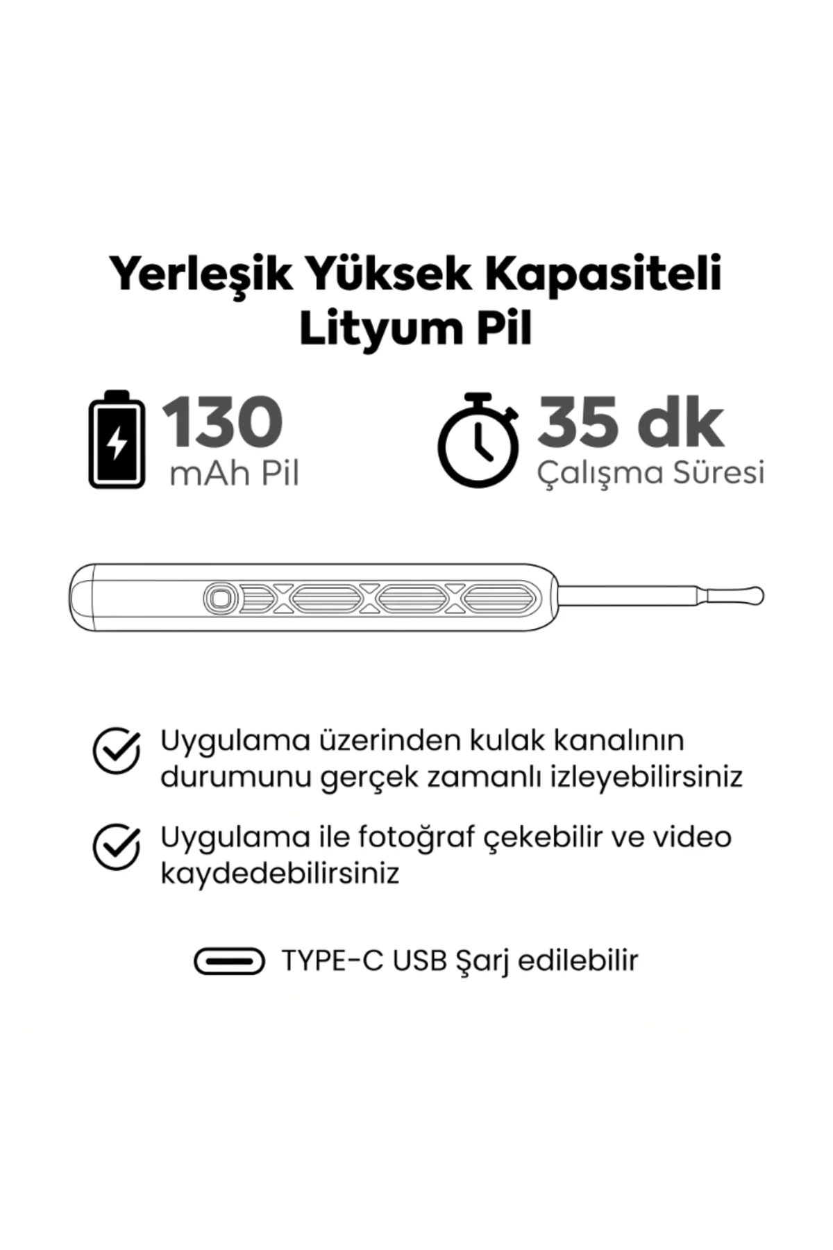 Akıllı Kulak Temizleme Cihazı - Kameralı - WiFi ve Mobil Uygulama Uyumlu - Görsel 5