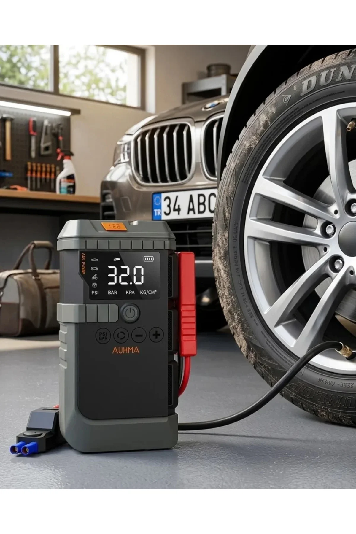 Akıllı Lastik Şişirme Kompresörü Akü Takviye Özellikli LED Fenerli Taşınabilir Güç Ünitesi Akıllı Lastik Şişirme Kompresörü Akü Takviye Özellikli LED Fenerli Taşınabilir Güç Ünitesi