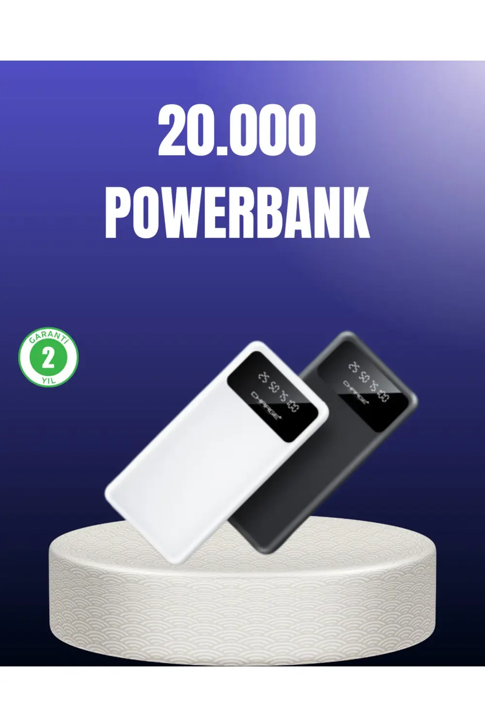 Akıllı LCD Ekranlı 20.000mAh Powerbank PD + USB + Type-C