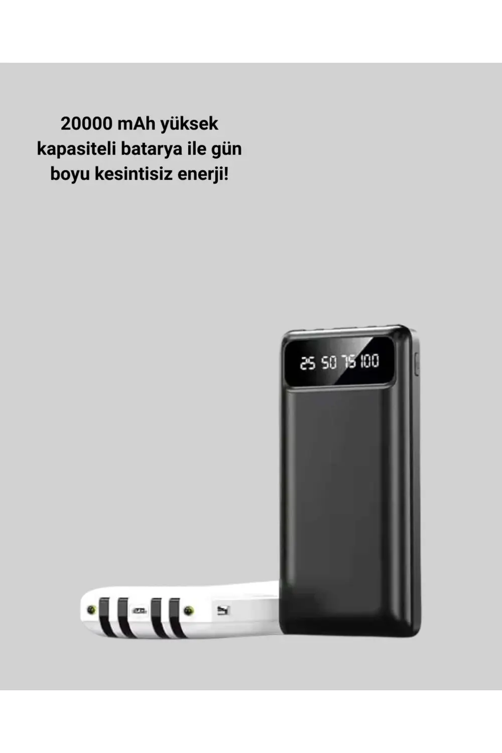 Akıllı LCD Ekranlı 20.000mAh Powerbank PD + USB + Type-C