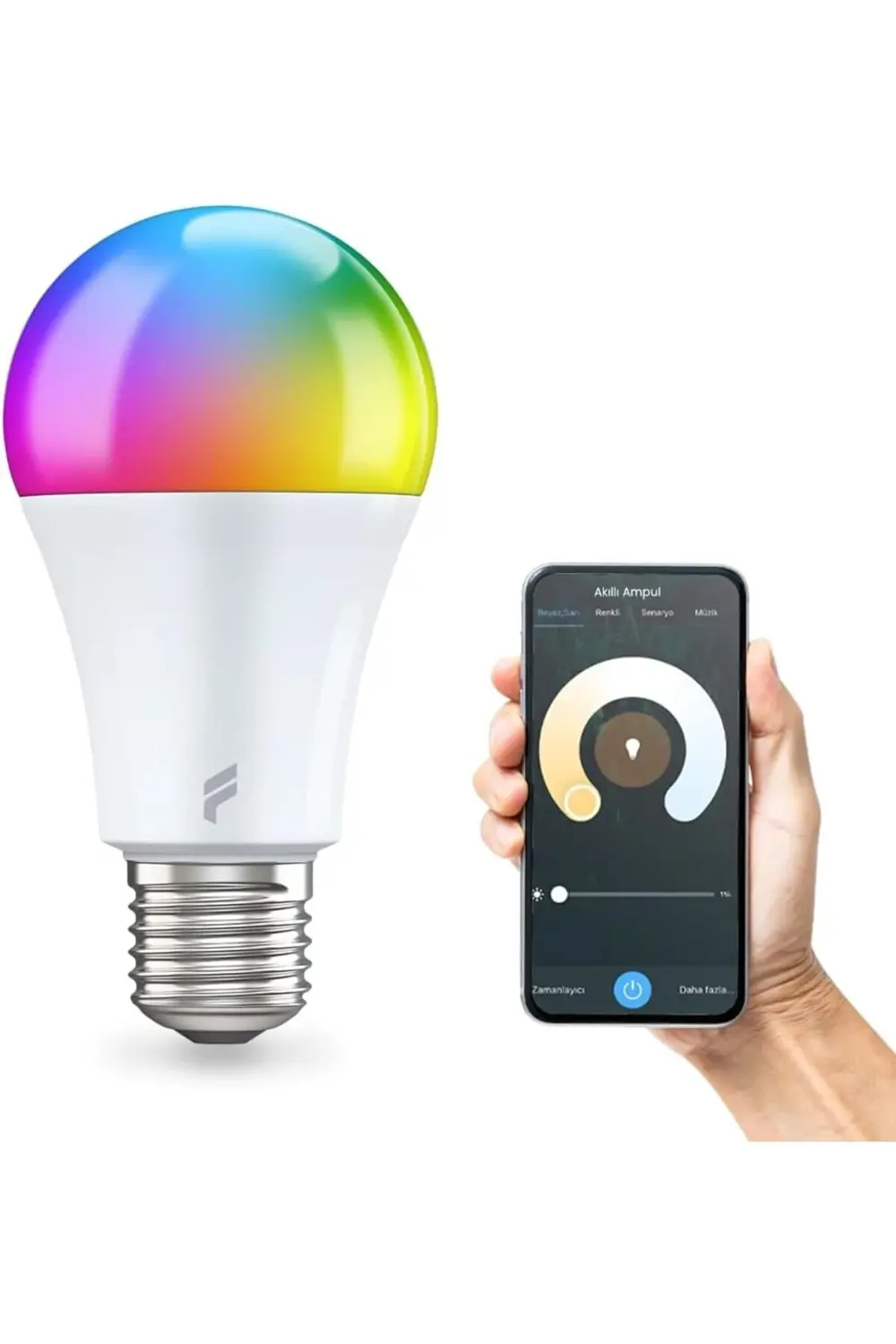 Akıllı Led Ampul, 9w-titreşimsiz, 16.7 Milyon Renk, Sesli Kontrol