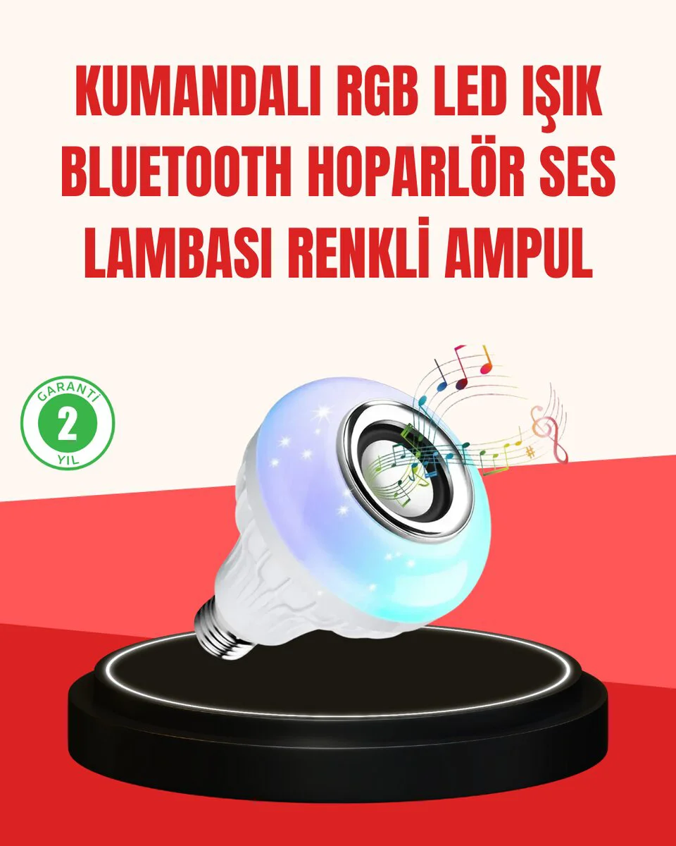 Akıllı LED Ampul E27 – Bluetooth Hoparlörlü ve Renkli Işık, 12W Enerji Tasarruflu