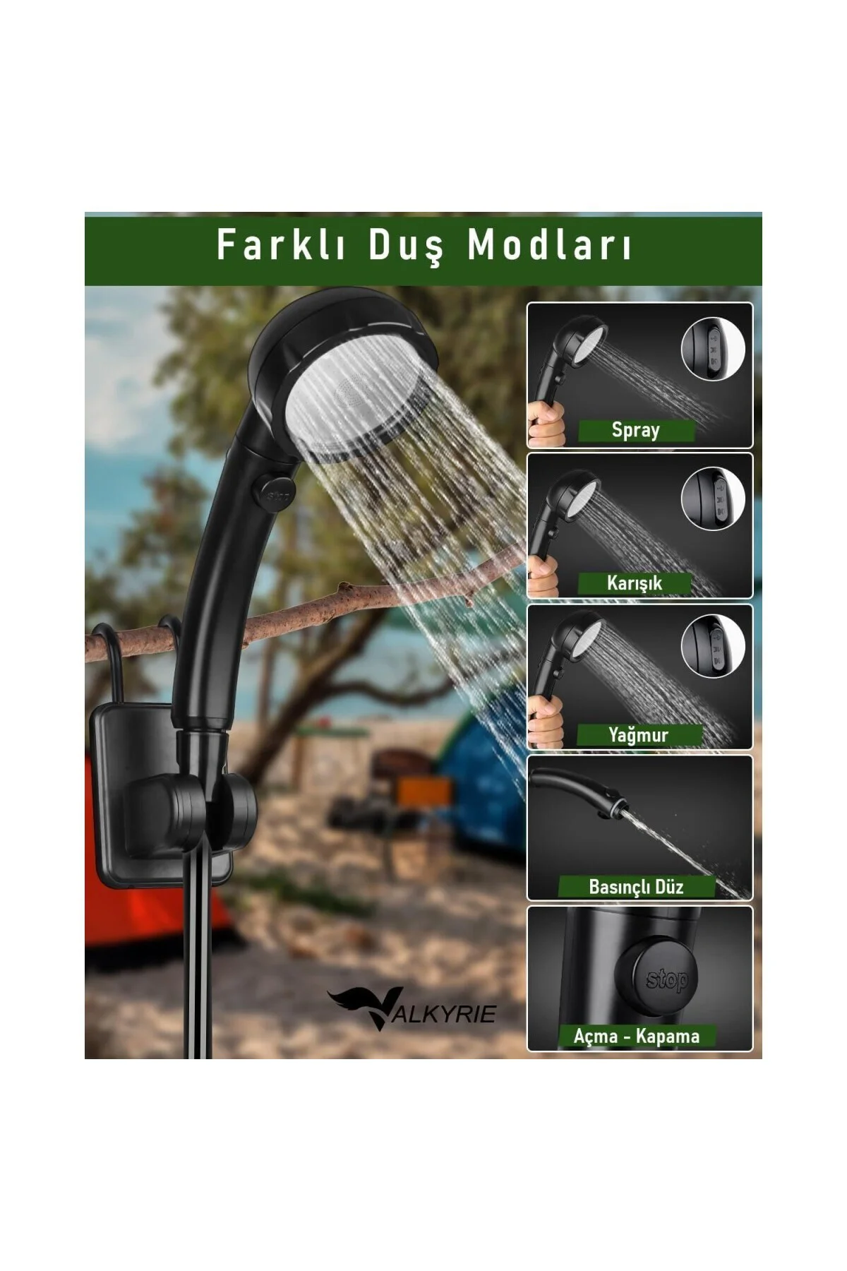 Akıllı LED Ekranlı Taşınabilir Duş & Su Pompası – Kamp Bahçe ve S