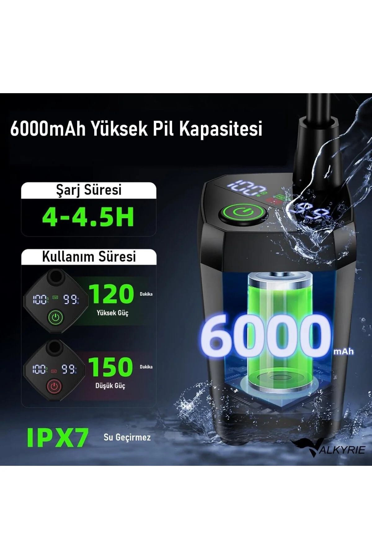 Akıllı LED Ekranlı Taşınabilir Duş & Su Pompası – Kamp Bahçe ve S