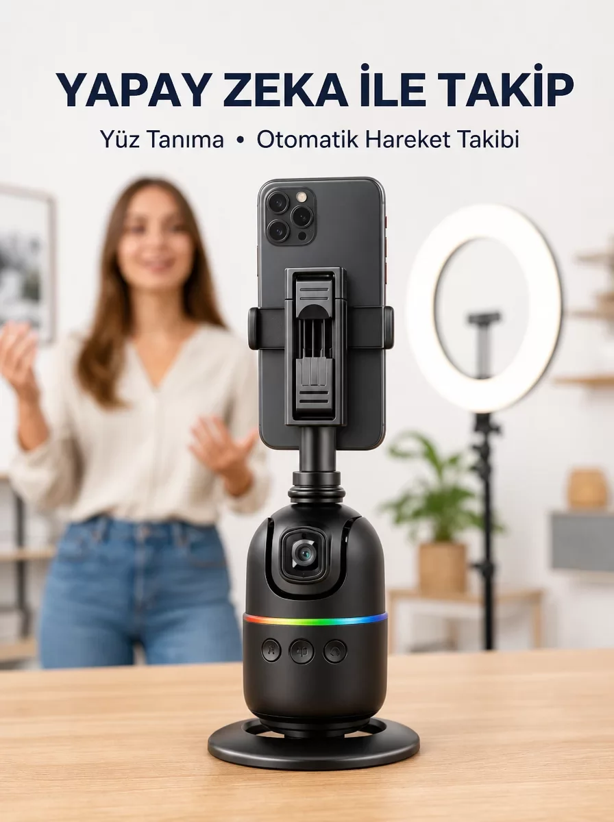 Akıllı Masa Tripodu: 360° Otomatik Yüz Takipli Profesyonel Çekim Ünitesi