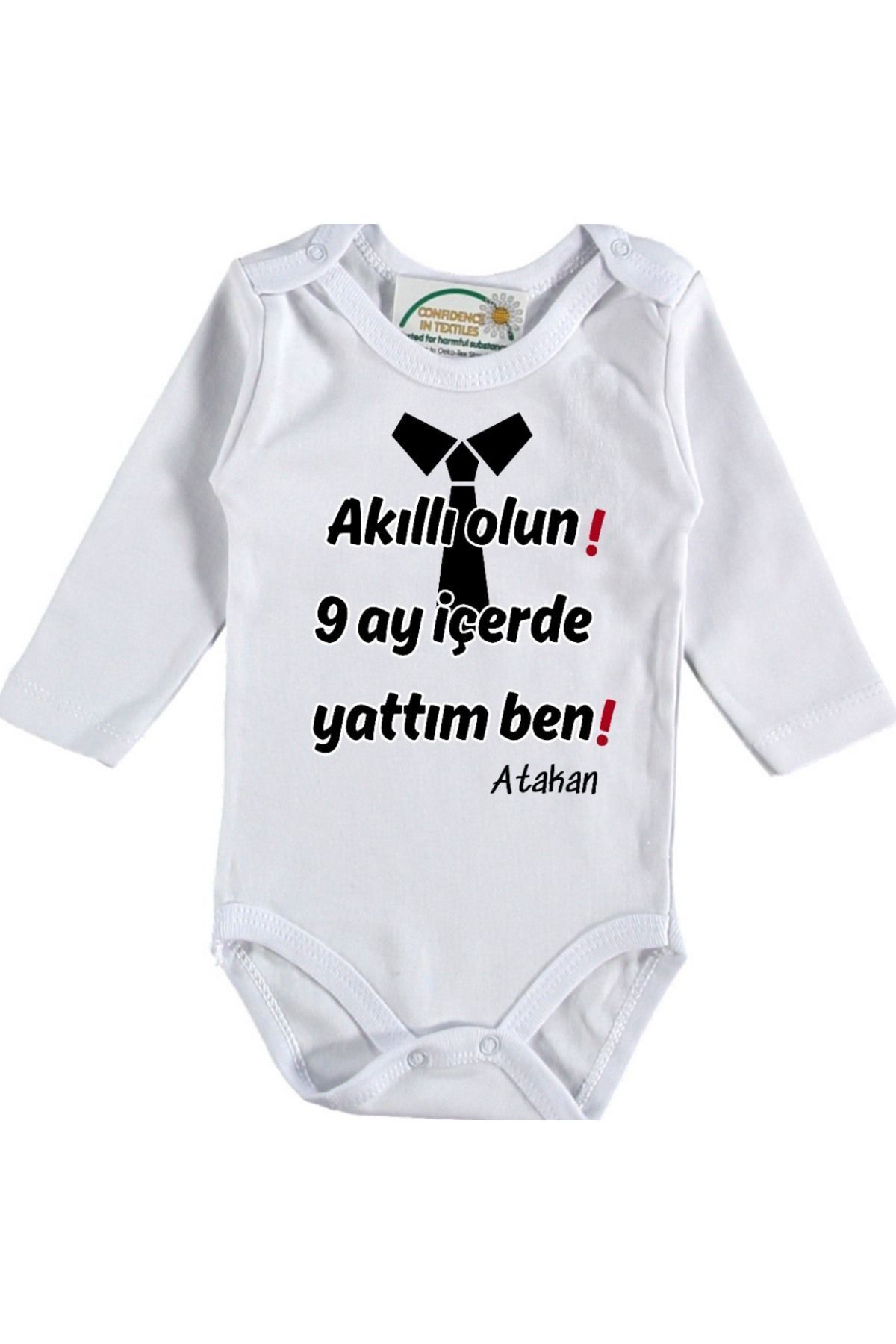 Akıllı Olun 9 Ay İçeride yattım ben Yazılı Bebek Zıbın