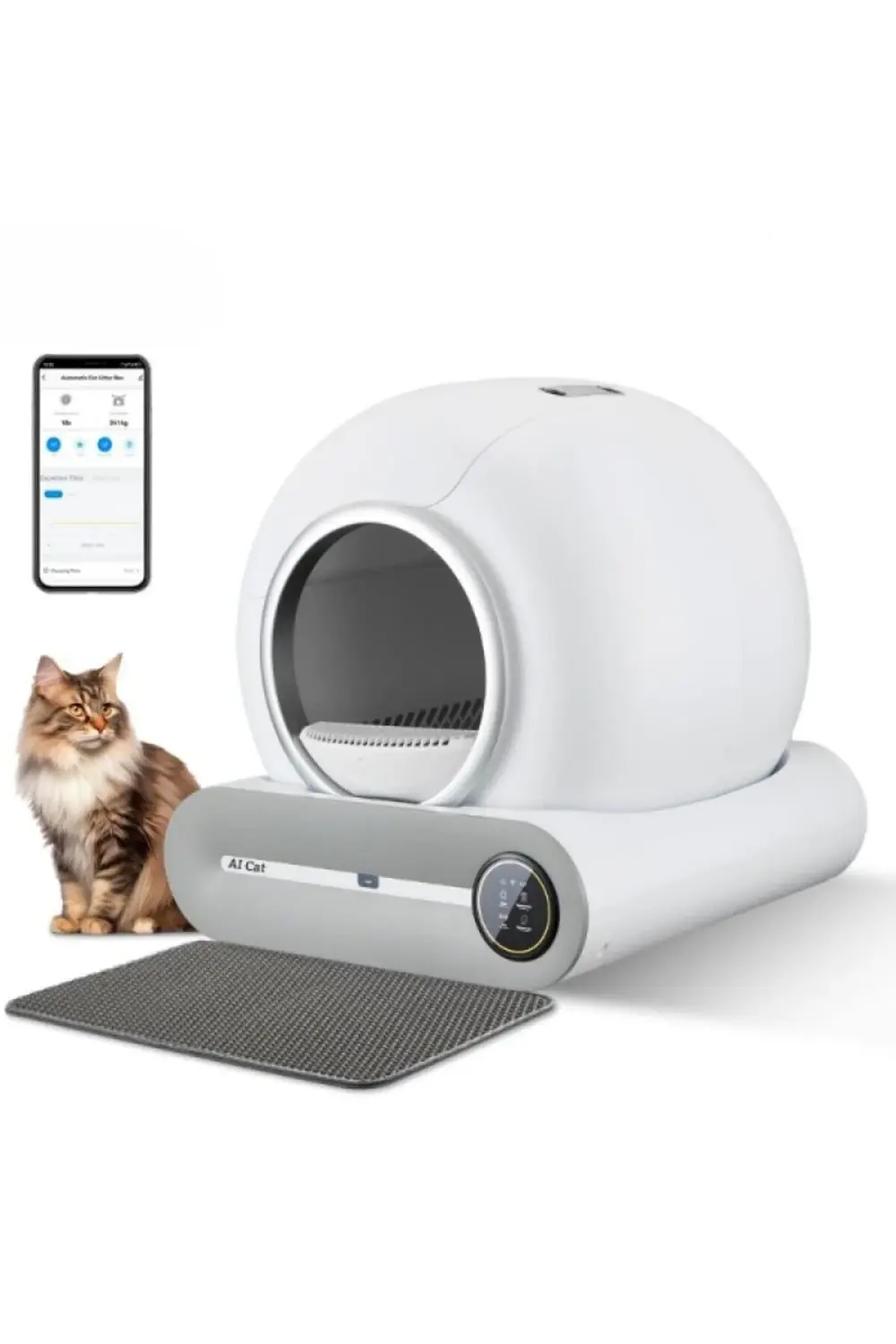 Akıllı Otomatik Kedi Tuvaleti 65L Hacim 9L Kapasiteli ve Wifi Uyg