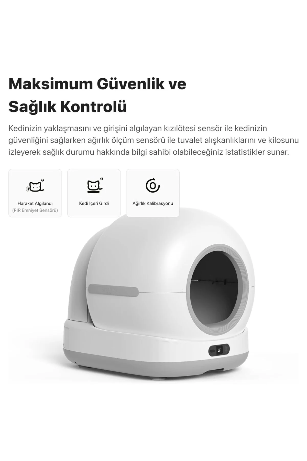 Akıllı Otomatik Kedi Tuvaleti (Kamerasız) Hareket Algılamalı Köpe