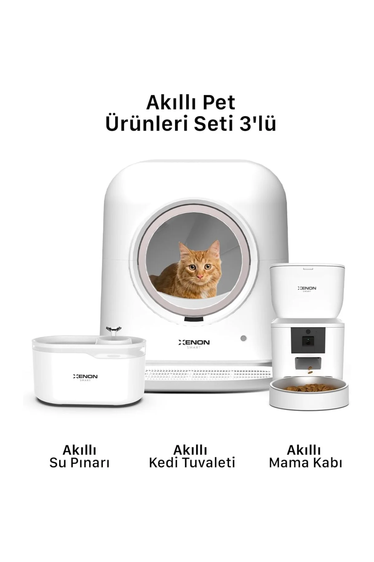 Akıllı Otomatik Kedi Tuvaleti Programlanabilir Mama Kabı Besleme Kasesi ve Su Pınarı