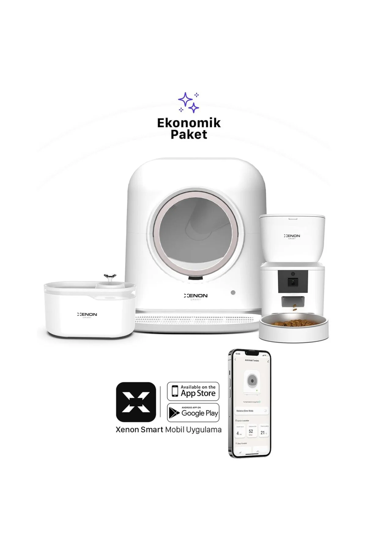 Akıllı Otomatik Kedi Tuvaleti Programlanabilir Mama Kabı Besleme Kasesi ve Su Pınarı