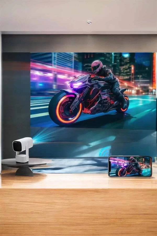Akıllı Projeksiyon Powerbankli Taşınabilir Sinema Projektörü 4k HD Kaliteli - Lisinya
