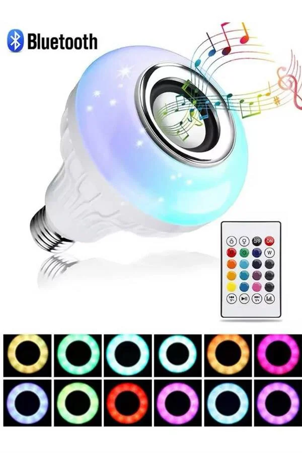Akıllı RGB Lamba Hoparlör Ampül - Android ve iOS Uyumlu Renk Değiştirebilir