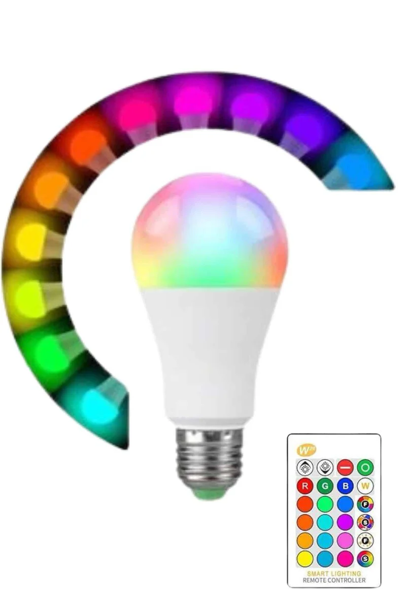 Akıllı RGB LED Ampul - Uzaktan Kumandalı Renk Değiştiren 10W E27 2000lm