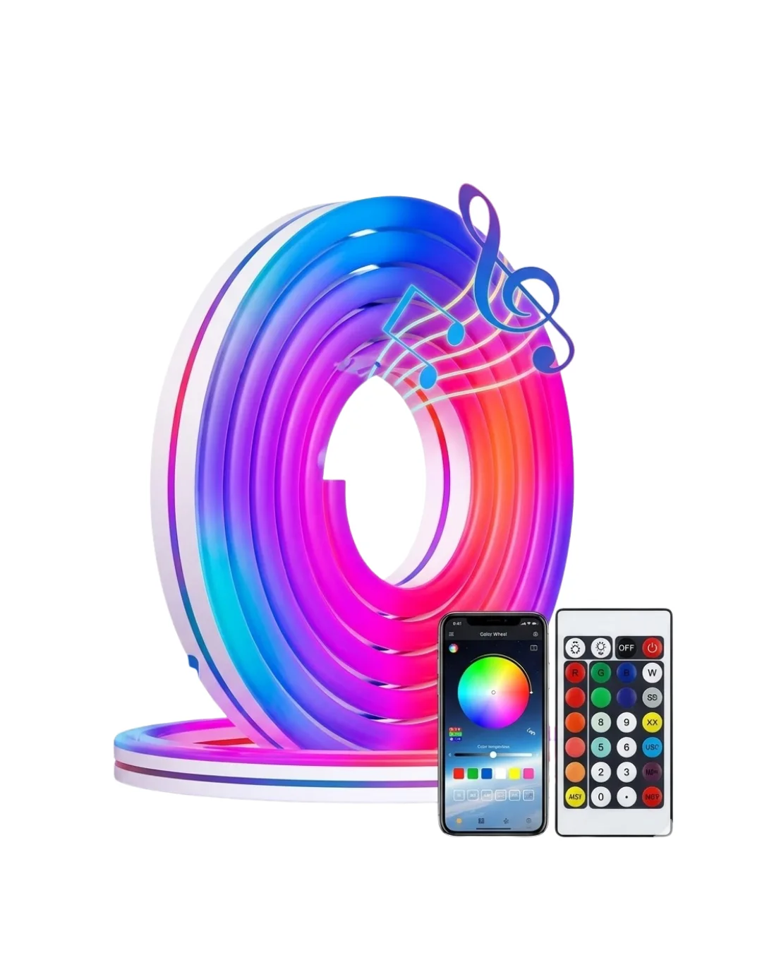 Akıllı RGB LED Neon Şerit Işık 3M USB Bağlantılı Uzaktan Kumanda ve Mobil Uygulama Kontrolü