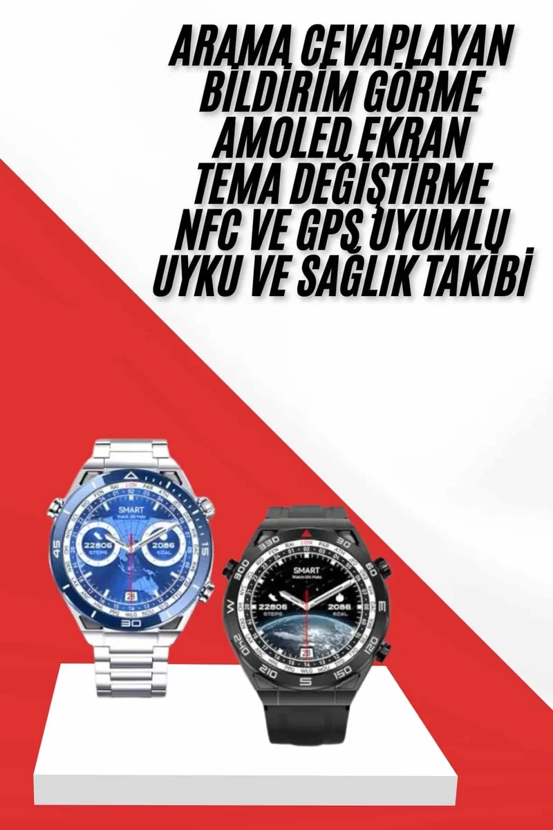 Akıllı Saat 1.62 İnç Ultimate Nabız Sensörlü Sesli Görüşme Yapabilen Yeni Nesil