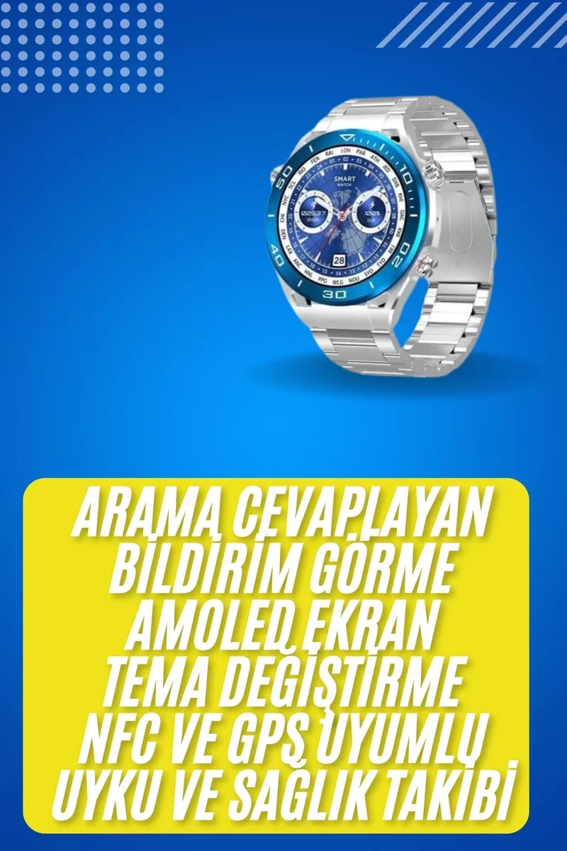Akıllı Saat 2025: İOS & Android Uyumlu GPS Takipli Yuvarlak Ekranlı Spor Cihazı