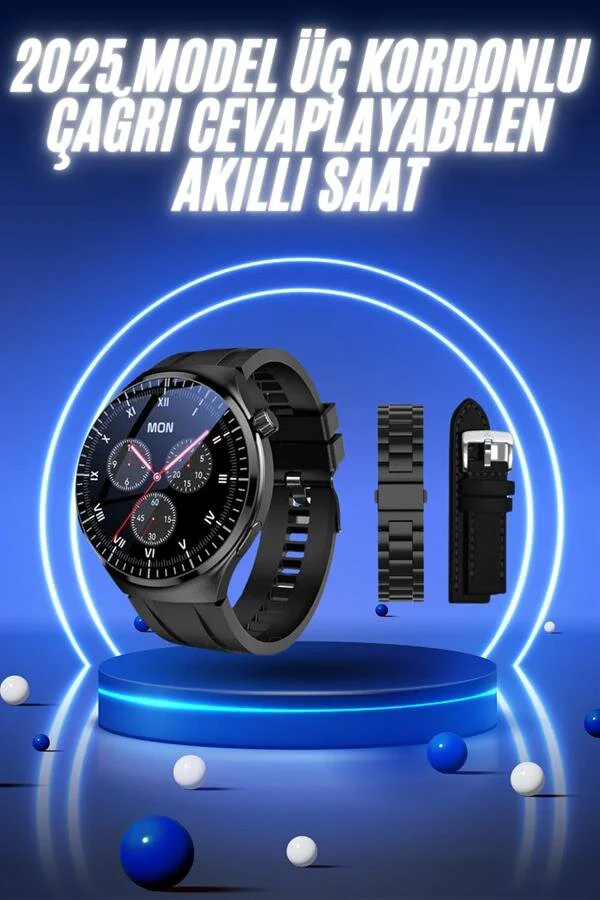 Akıllı Saat 3 Kordonlu Nabız Ölçer Çağrı Cevaplama Sağlık Takibi