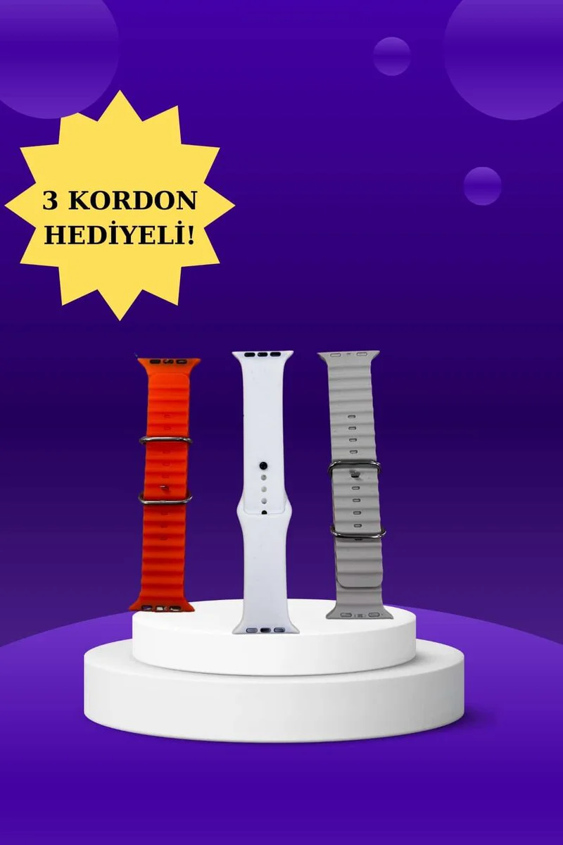 Akıllı Saat 3 Kordon - Arama Yapabilir Nabız Ölçer ve Uyku Takibi
