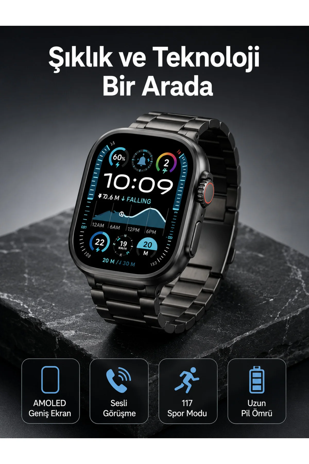 Akıllı Saat 3 Kordonlu Waterproof Adımsayar, Titreşim ve GPS Özelliği Akıllı Saat 3 Kordonlu Waterproof Adımsayar, Titreşim ve GPS Özelliği