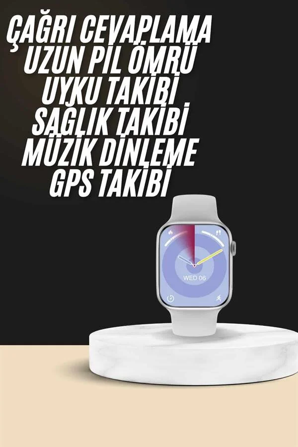 Akıllı Saat 45mm Gümüş Sağlık ve Uyku Takibi Hediyeli