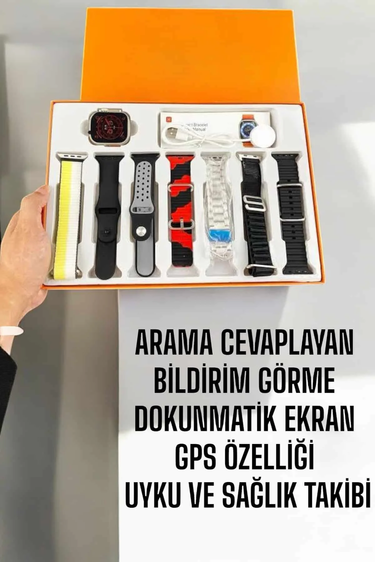 Akıllı Saat 7 Farklı Kordonlu Arama Cevaplayan Bildirim GPS Özell