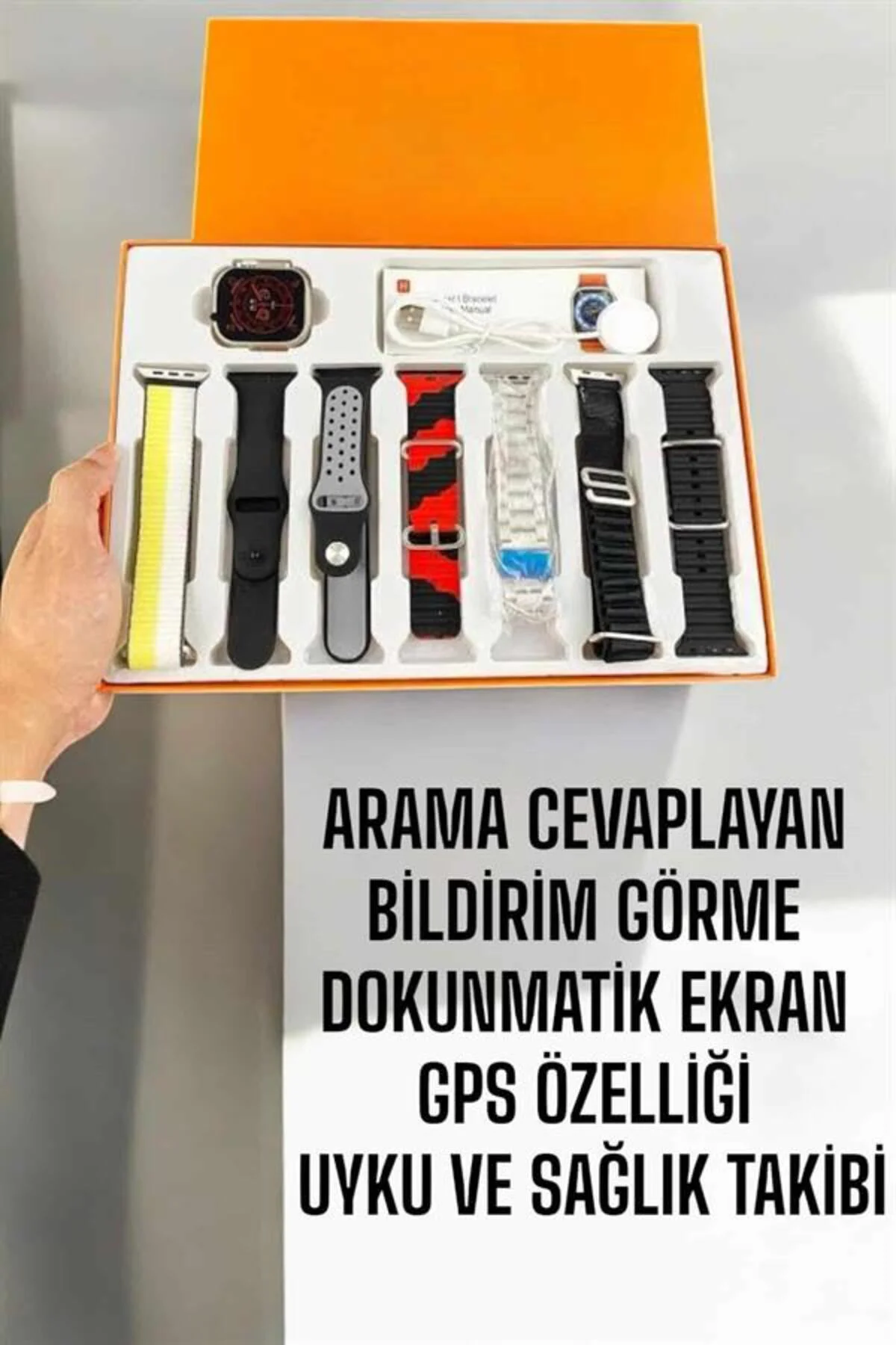 Akıllı Saat 7 Farklı Kordonlu Arama Cevaplayan Bildirim GPS Özell