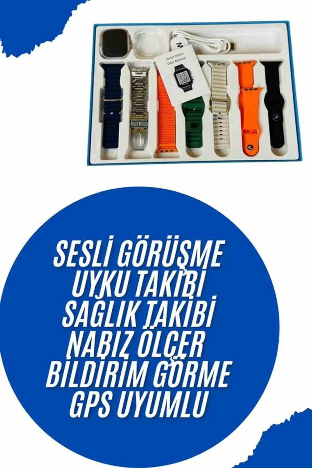 Akıllı Saat 7 Kordon Hediyeli Takvim Alarm Nabız Ölçer Bildirim Görme Sesli Görüşme Akıllı Saat 7 Kordon Hediyeli Takvim Alarm Nabız Ölçer Bildirim Görme Sesli Görüşme