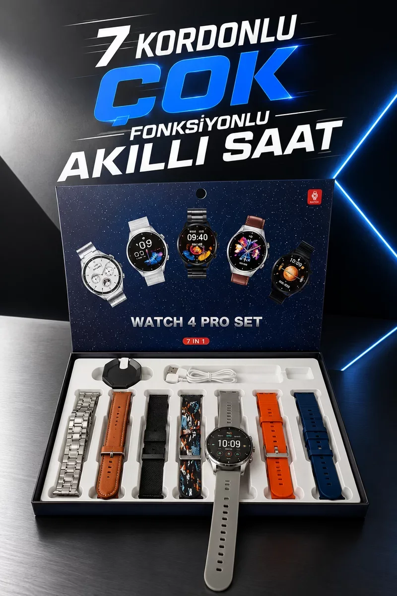 Akıllı Saat 7 Kordonlu Yeni Nesil Arama Cevaplayan Çok Fonksiyonlu - 2024 Model Watch 4 Pro Akıllı Saat 7 Kordonlu Yeni Nesil Arama Cevaplayan Çok Fonksiyonlu - 2024 Model Watch 4 Pro