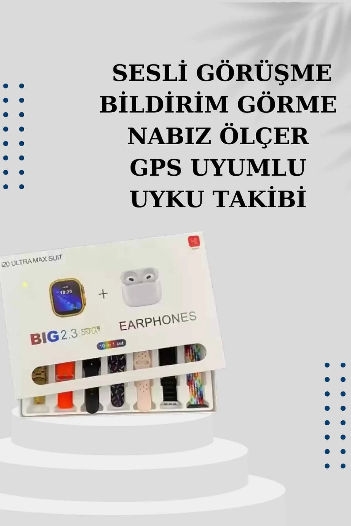 Akıllı Saat 7 Kordonlu Kulaklık Hediyeli Nabız Ölçer Uyku Takibi 