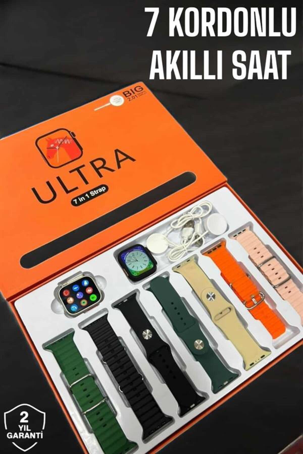 Akıllı Saat 7 Kordonlu Metal,Plastik Ve Hasır Kordon Seçeneği - L