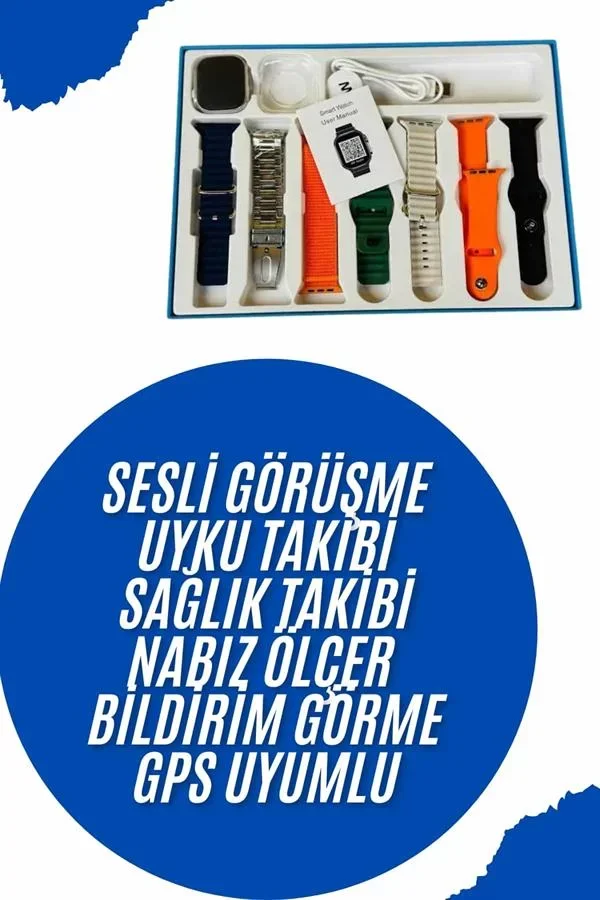 Akıllı Saat 7 Kordon Hediyeli Takvim Alarm Nabız Ölçer Bildirim Görme Sesli Görüşme - Lisinya Fiyatı, Yorumları ve Özellikleri