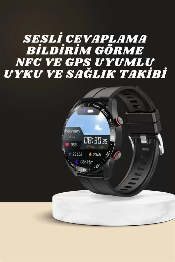 Akıllı Saat Amoled Ekran Metal Ve Deri Kordonlu Uyku ve Sağlık Ta