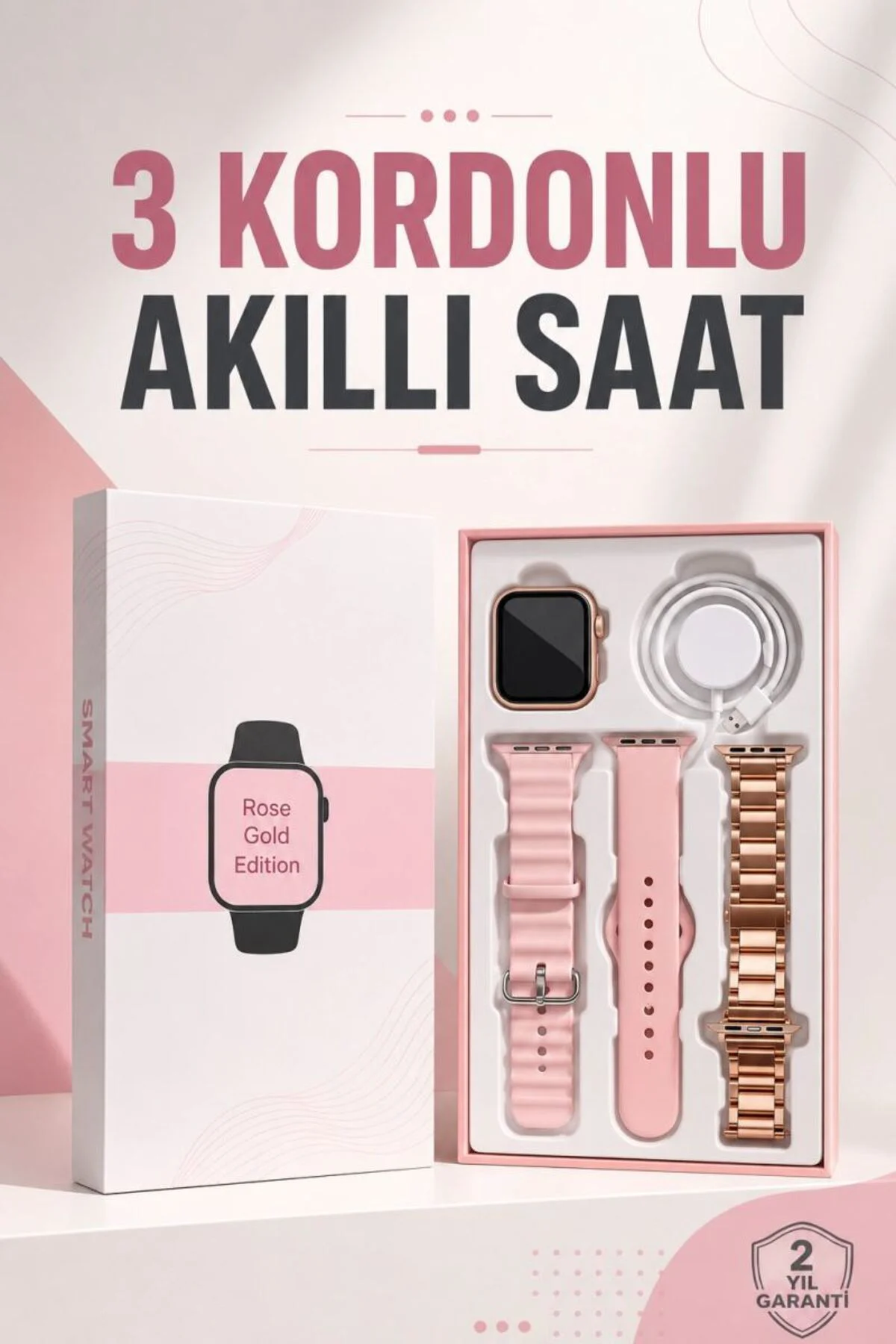 Akıllı Saat Amoled Ekran 3 Kordonlu Aksesuar Hediyeli Sesli Görüş